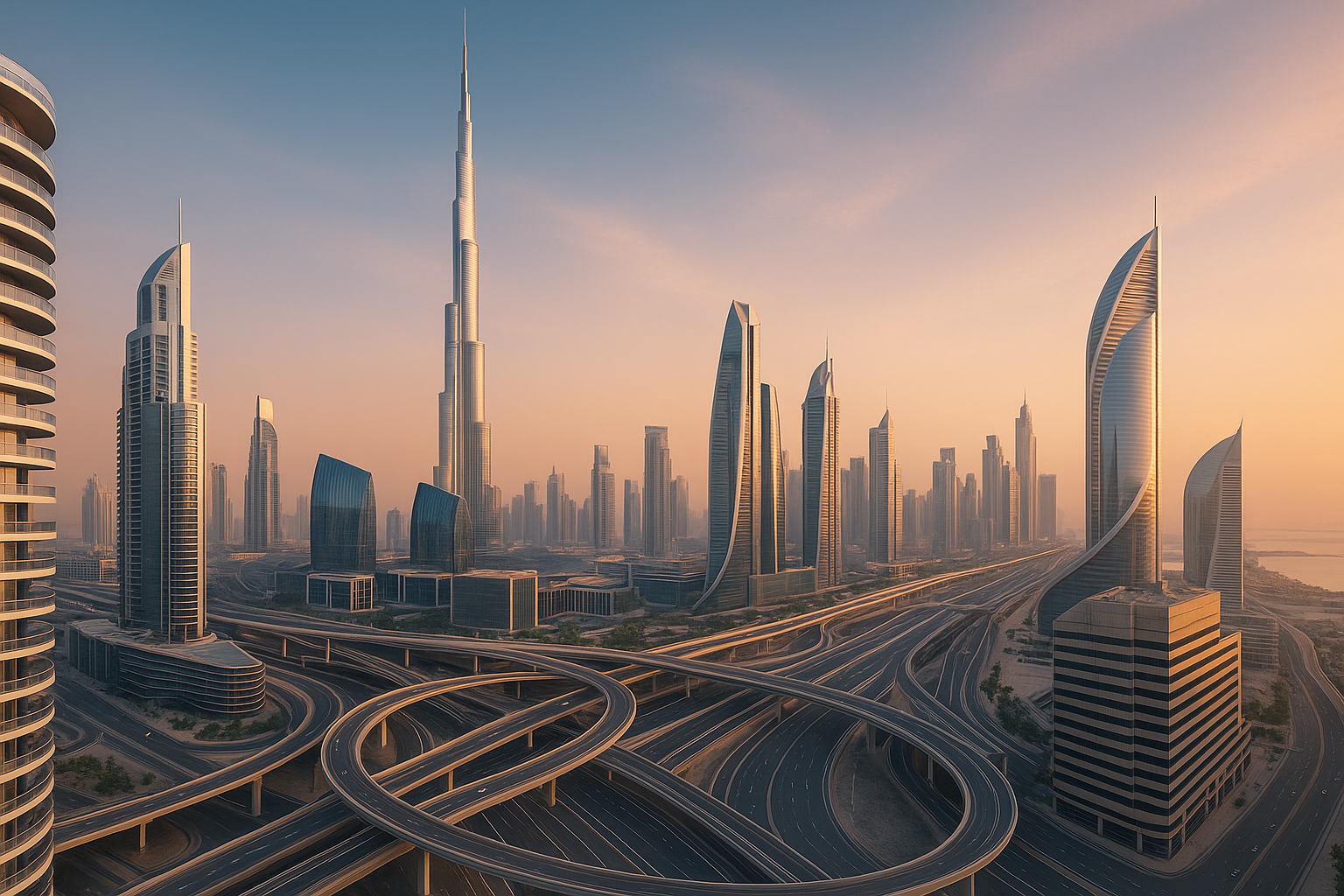 Futuristic Dubai skyline